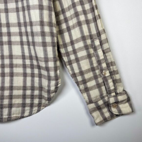 California Tailor Shirt No 1 Womens Large Ivory Plaid Button Down Made in USA - Picture 8 of 12